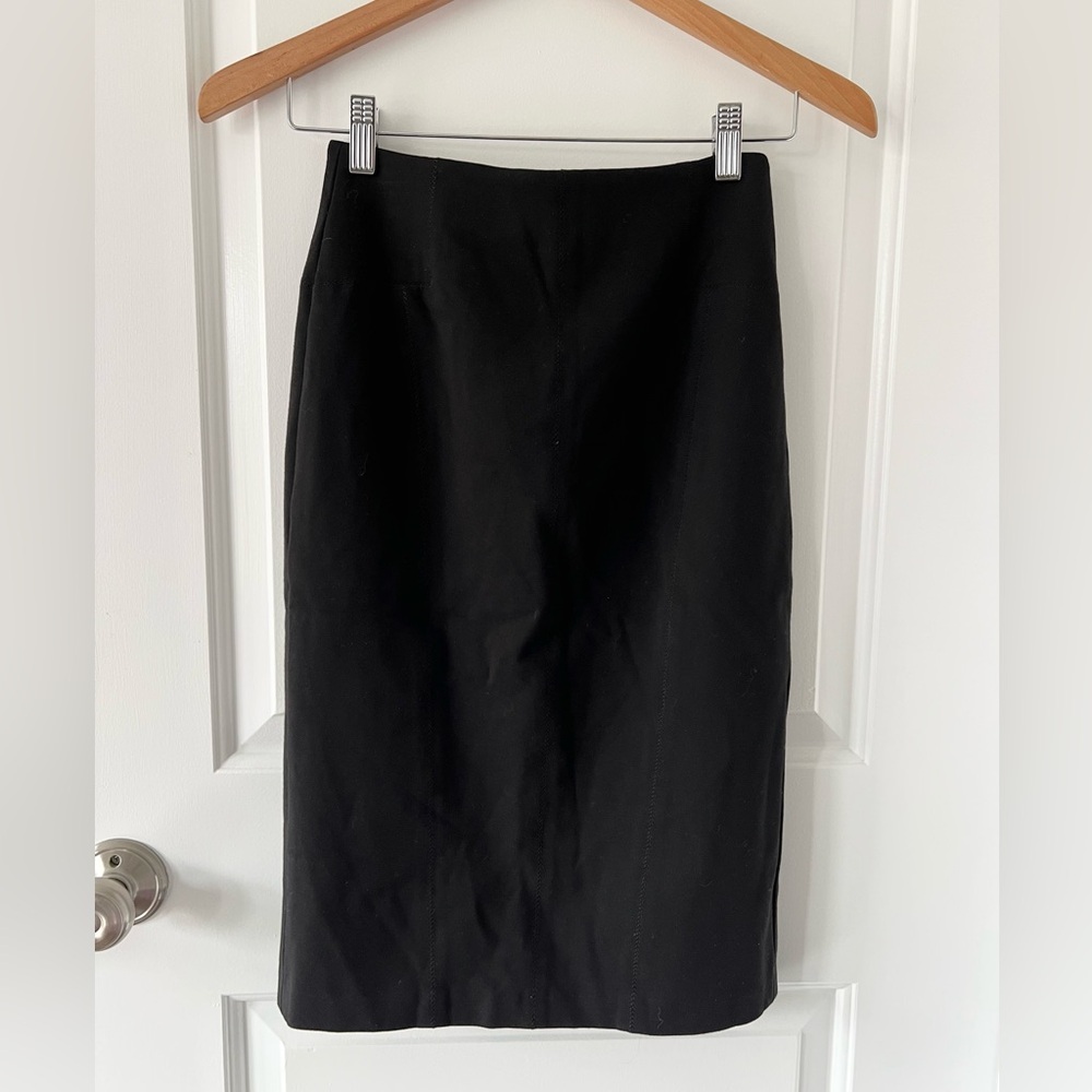 Rebecca Taylor Seamed Pencil Midi Skirt | Black | Size 0